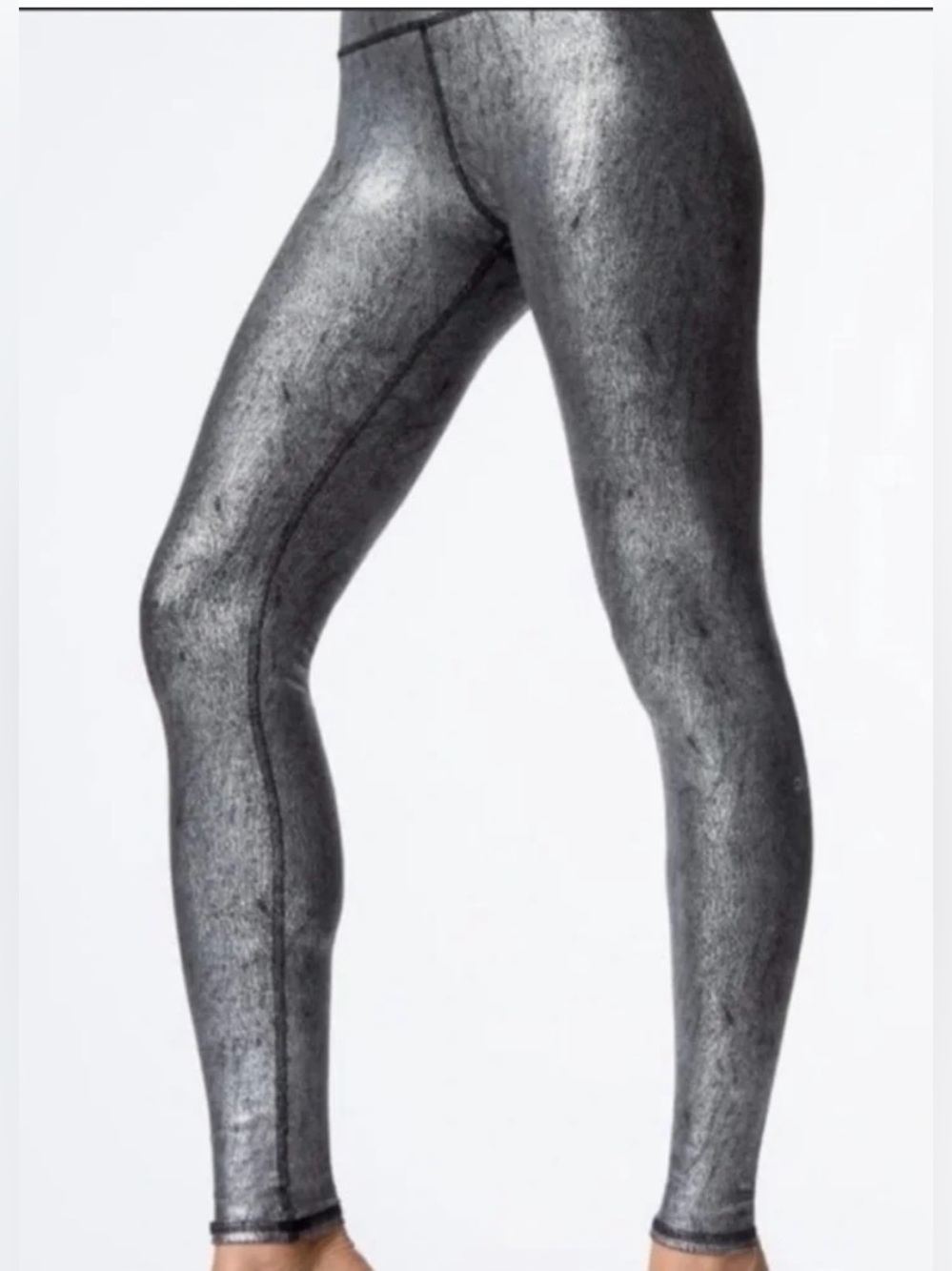 alo Metallic Silver High-Rise Airbrush Leggings
